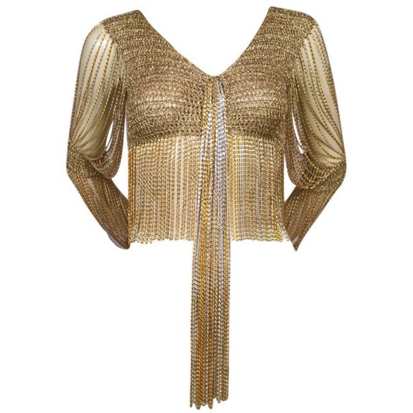 Hand Crocheted Lurex and Metal Chain Cardigan Tina Turner 1970 - Picture 4 of 8